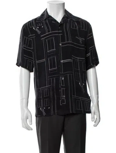 Pre-owned Off-white Graphic Print Short Sleeve Shirt In Black
