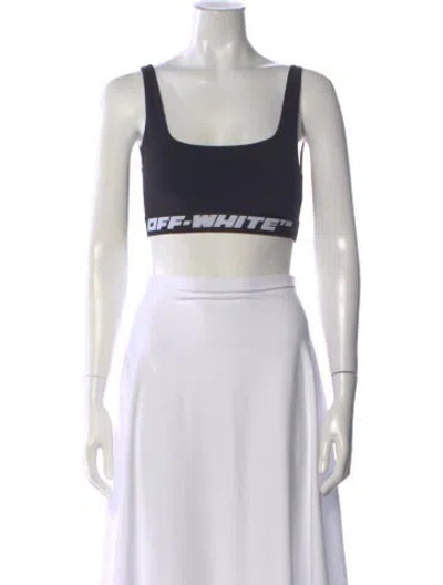 Pre-owned Off-white Graphic Print Square Neckline Sports Bra In Black