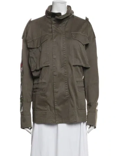 Pre-owned Off-white Graphic Print Utility Jacket In Green
