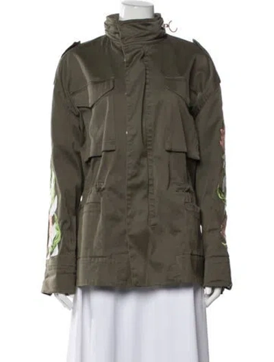 Pre-owned Off-white Graphic Print Utility Jacket In Green