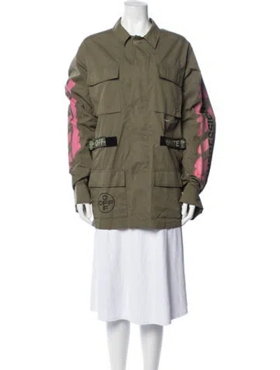 Pre-owned Off-white Graphic Print Utility Jacket In Green