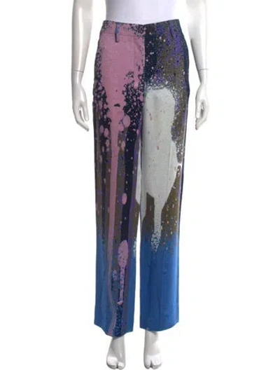 Pre-owned Off-white Graphic Print Wide Leg Pants In Blue