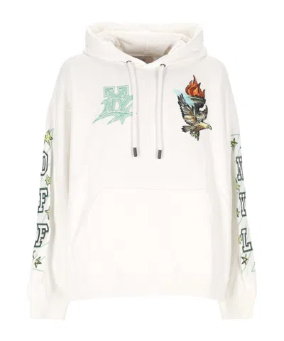 Off-white Graphic Printed Drawstring Hoodie In Red