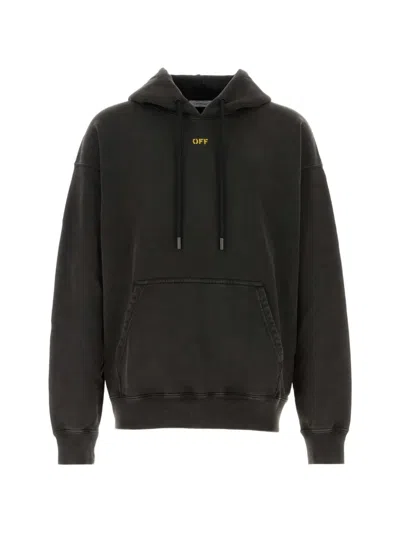 Off-white Graphic-print Cotton Hoodie In Black