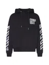 Off-white Motion Arrow Skate Black Cotton Hoodie With Distinctive Graphic Prints In Black