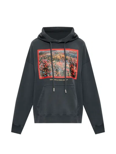 Off-white Graphic-print Hoodie In Grey