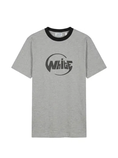 Off-white Graphic-print Ringer T-shirt In Gray