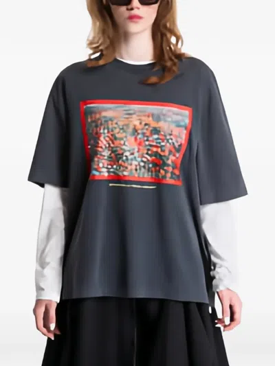 Off-white Graphic-print T-shirt In Gray