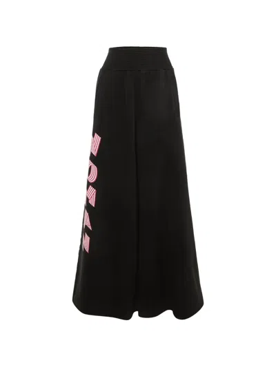 Pre-owned Off-white Graphic-print Wide-leg Trousers In Black