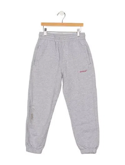 Pre-owned Off-white Kids' Graphic-stripe Track Pants In Grey/pink