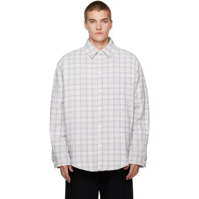 Off-white Gray Check Flannel Padded Overshirt Jacket