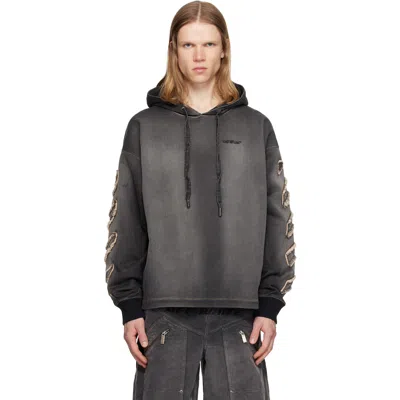 Off-white Gray Distress Diag Loose Highlighted B Hoodie