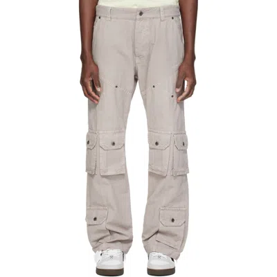 Off-white Gray Garment-dyed Multi-pocket Relaxed Cargo Pants