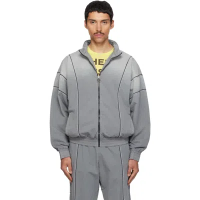 Off-white Gray Relaxed Garment Dyed Track Jacket