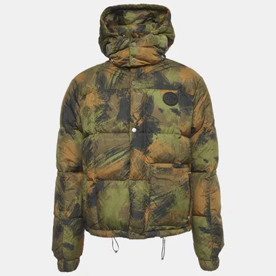 Pre-owned Off-white Green Camouflage Nylon Padded Down Jacket M