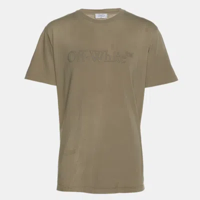 Pre-owned Off-white Green Logo Print Jersey T-shirt M