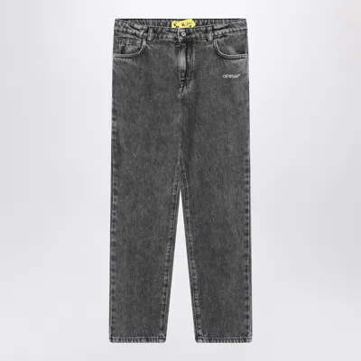 Off-white Grey Denim Diagonal Jeans In Black