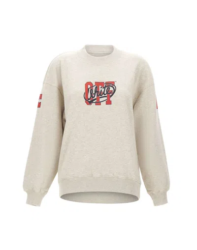 Off-white Grey Graphic Crew Neck Sweatshirt In Neutral