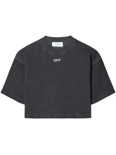 Off-white Grey Logo Crew Neck T-shirt In Gray