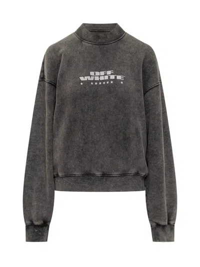 Off-white Grey Logo Mock Collar Sweatshirt