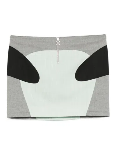 Off-white Grey Miniskirt With Zip In Blue