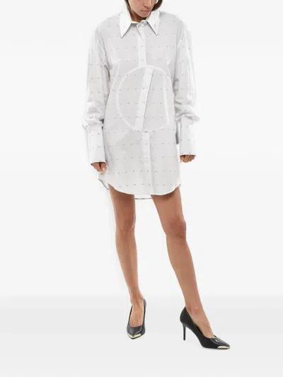 Off-white Hairline-pattern Circle-logo Shirt In White
