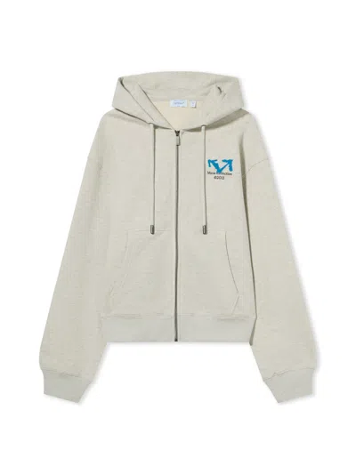 Off-white Half Arrow Regular Zip Hoodie In Gray