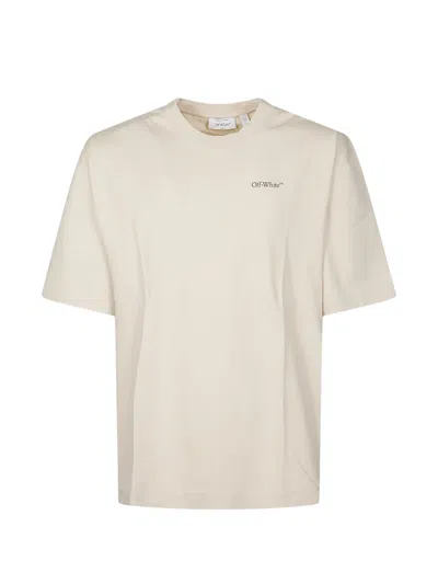 Off-white Ss22 Logo Round Neck Pullover Short Sleeve Loose Fit Khaki In Neutral