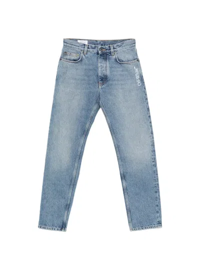 Pre-owned Off-white Half Arrow Tapered Jeans In Blue