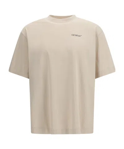 Off-white Ss22 Logo Round Neck Pullover Short Sleeve Loose Fit Khaki In Neutral