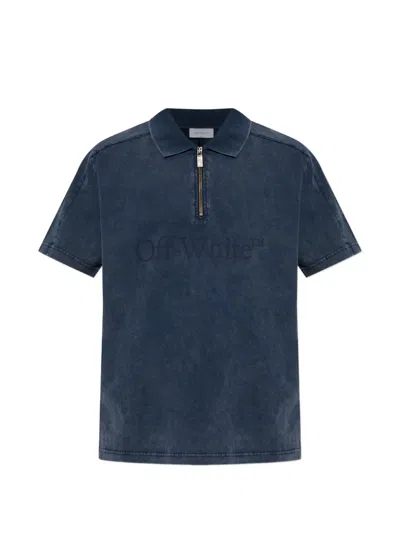 Off-white Half-zip Polo Shirt In Black