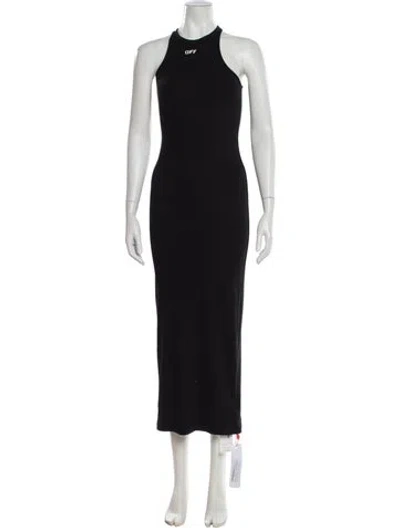 Pre-owned Off-white Halterneck Long Dress In Black