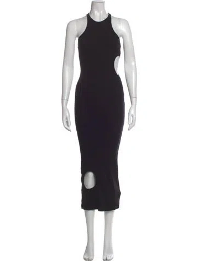 Pre-owned Off-white Halterneck Long Dress In Black