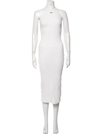 Pre-owned Off-white Halterneck Midi Length Dress In White