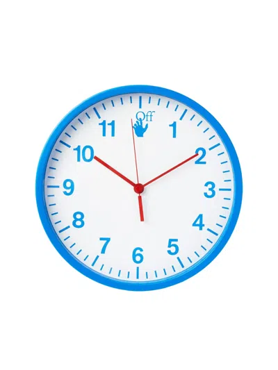 Off-white Hand Off Logo Quartz Wall Clock In Blue