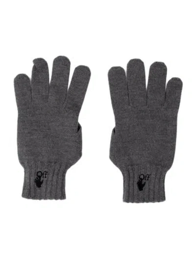 Pre-owned Off-white Hand Off Wool Gloves In Grey
