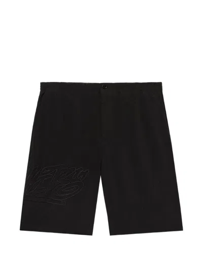 Off-white Handstyle Logo Organza Bowling Shorts In Black