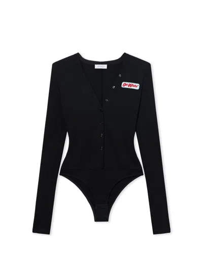 Off-white Heavy Jersey Button-up Bodysuit In Black