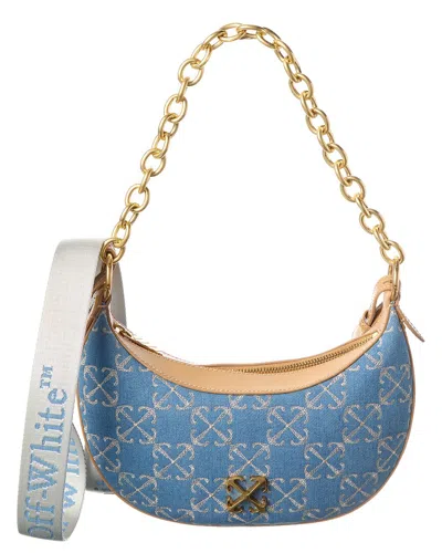 Off-white ™ Hemisphere Denim & Leather Shoulder Bag In Blue