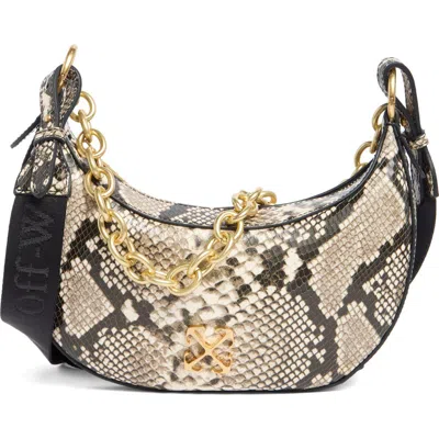 Off-white Hemisphere Snakeskin Embossed Leather Hobo Bag