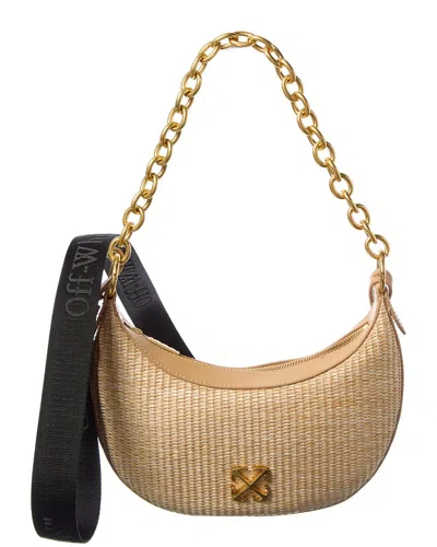 Off-white ™ Hemisphere Straw & Leather Shoulder Bag In Brown