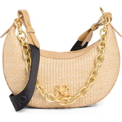 Off-white Hemisphere Woven Hobo Bag In Brown