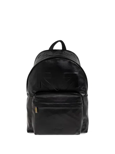 Off-white Heritage Leather Backpack In Black