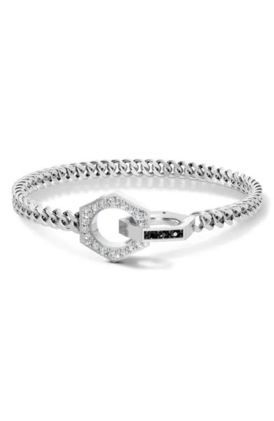Off-white Hex Nut Duo Clasp Lab Grown Diamond Bracelet In Transparent