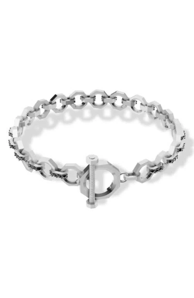 Off-white Hex Nut Lab Grown Diamond Toggle Bracelet In Silver