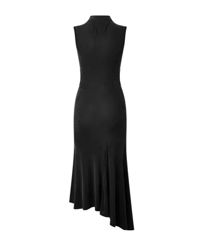 Off-white High-neck Midi Dress In Black
