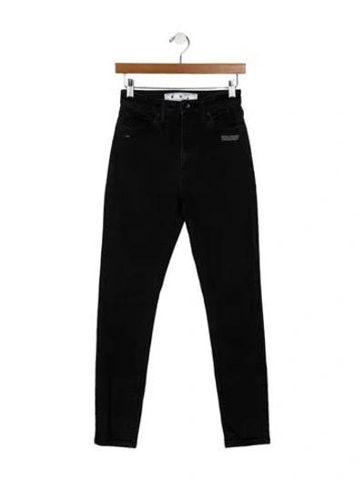 Pre-owned Off-white High-rise Skinny Leg Jeans In Black