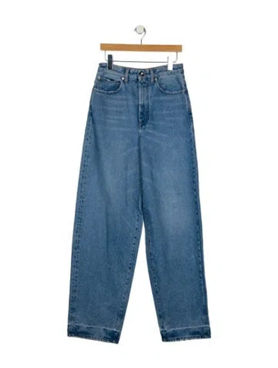 Pre-owned Off-white High-rise Wide Leg Jeans In Blue