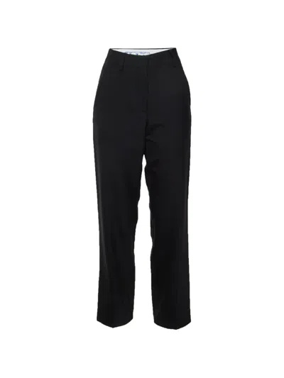 Pre-owned Off-white High-waisted Straight-leg Trousers In Black