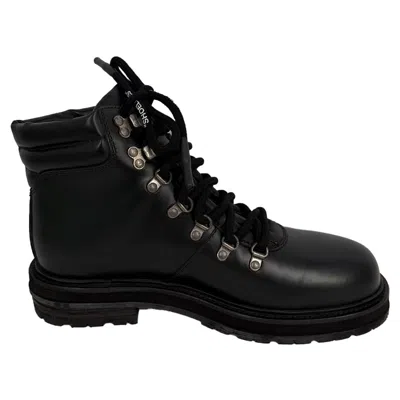 Pre-owned Off-white Hiking Ankle Boots In Black Leather